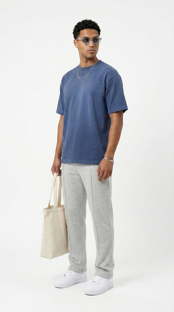 300GSM Organic Cotton T-Shirt - Blue Faded