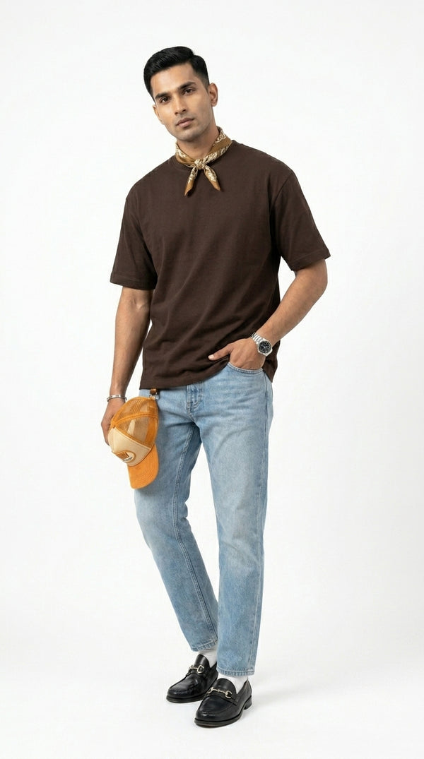 300GSM Organic Cotton T-Shirt - Chocolate Brown