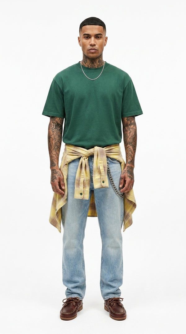 300GSM Organic Cotton T-Shirt - Vintage Green