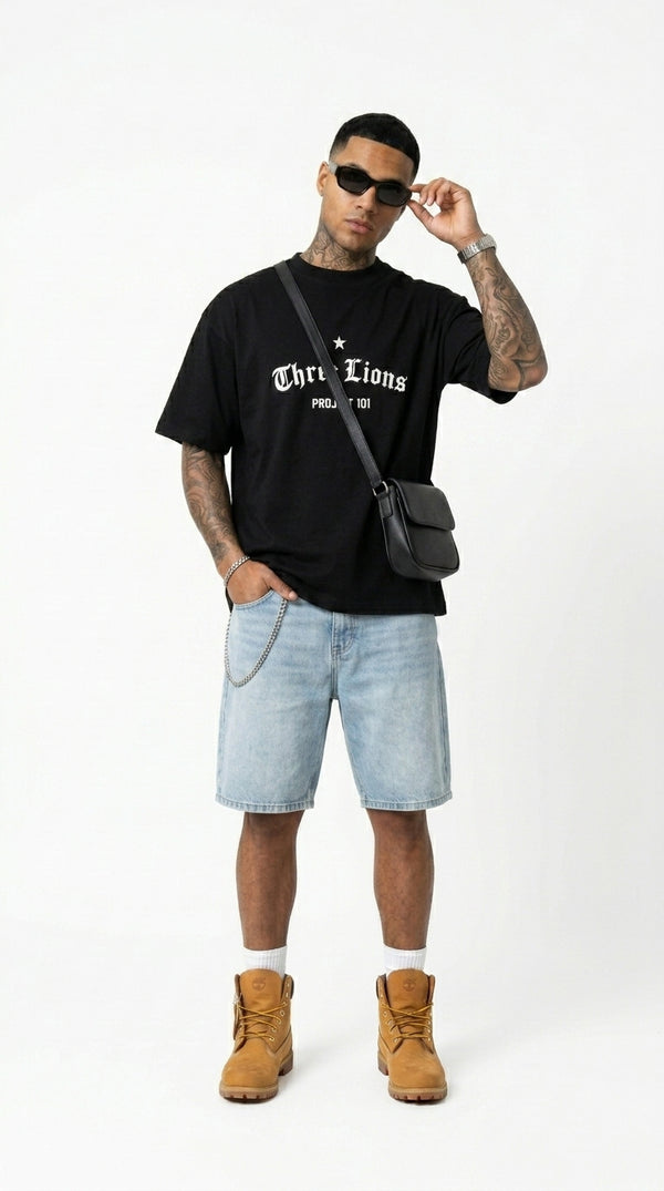 ENGLAND ‘3 LIONS’ T-SHIRT - BLACK