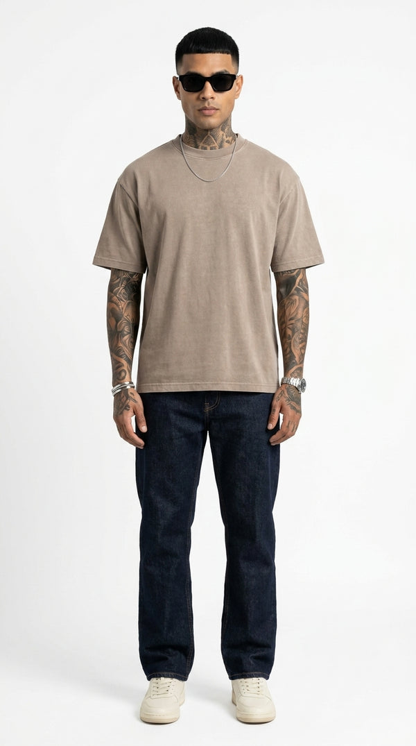 300GSM Organic Cotton T-Shirt - Mocha Faded