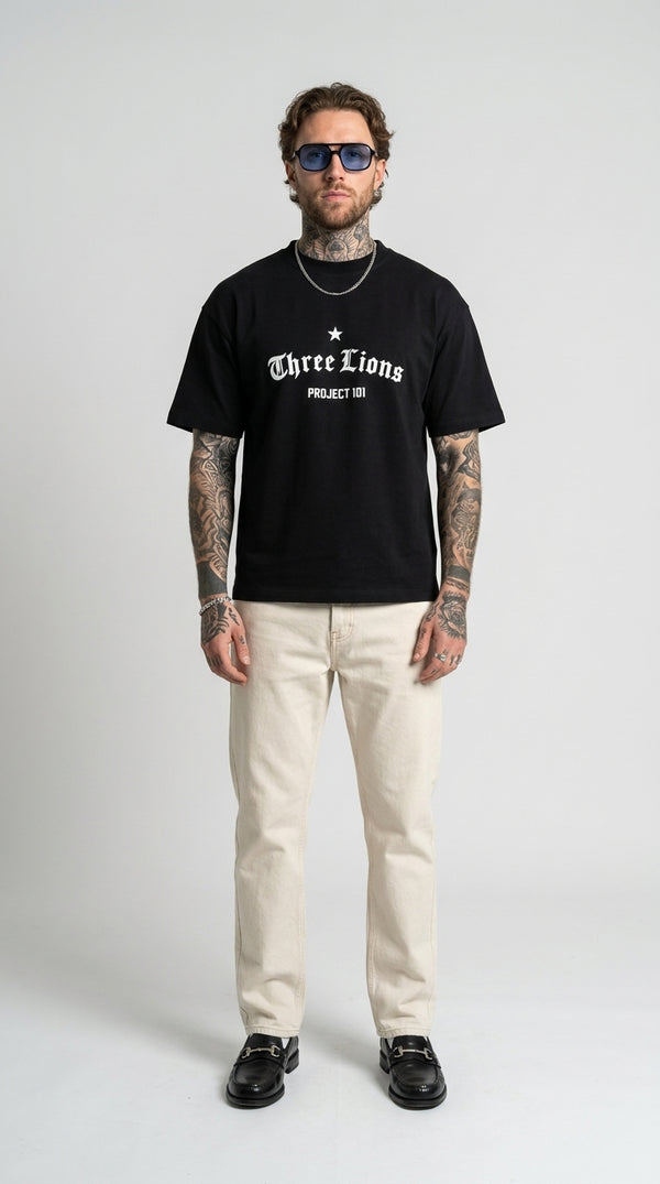 ENGLAND ‘3 LIONS’ T-SHIRT - BLACK