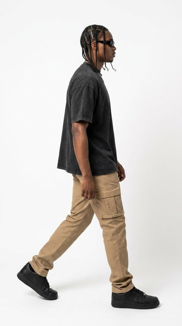300GSM Organic Cotton T-Shirt - Black Faded