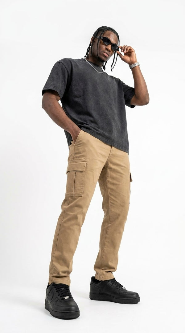 300GSM Organic Cotton T-Shirt - Black Faded