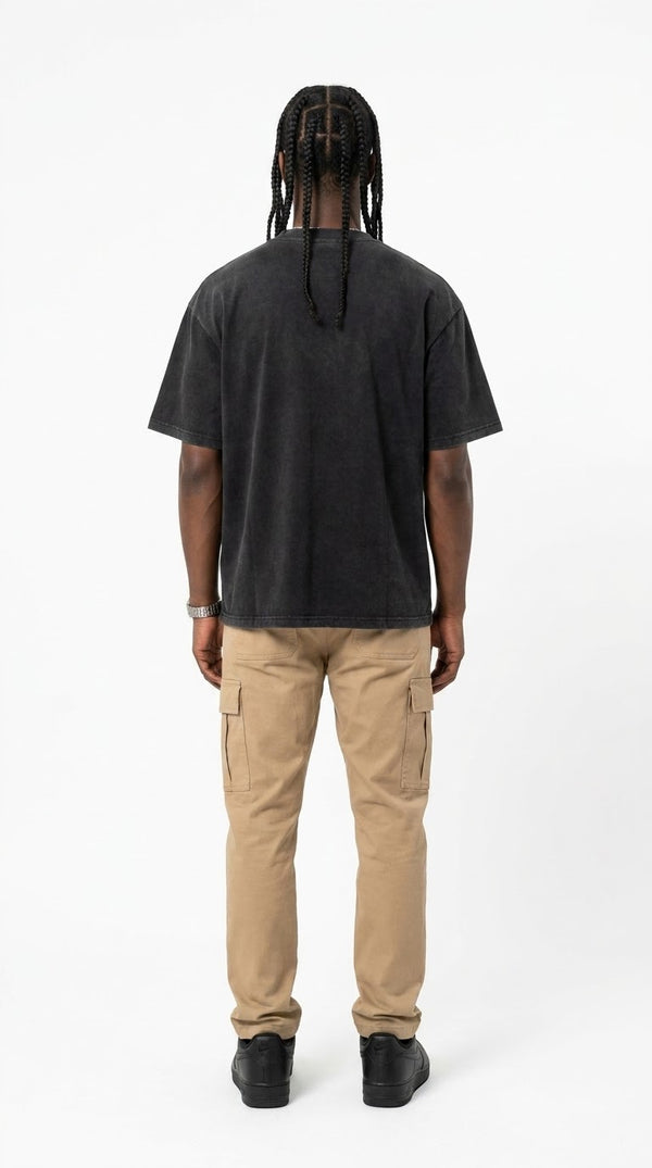 300GSM Organic Cotton T-Shirt - Black Faded