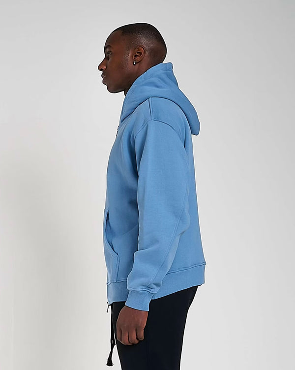 600GSM Organic Cotton Zip Hoodie - Glacier Blue