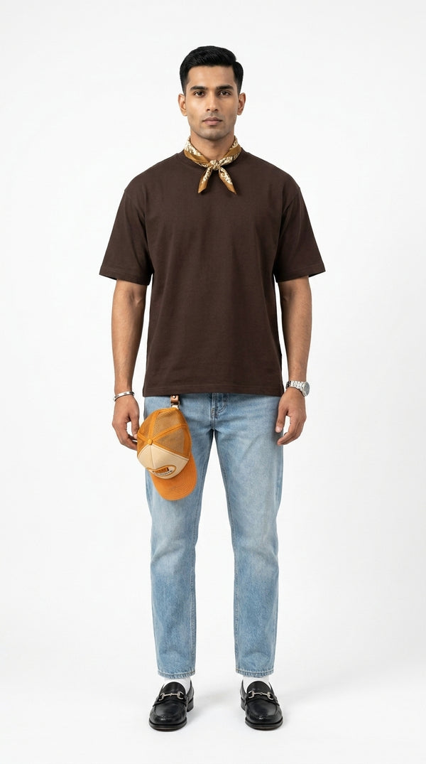 300GSM Organic Cotton T-Shirt - Chocolate Brown