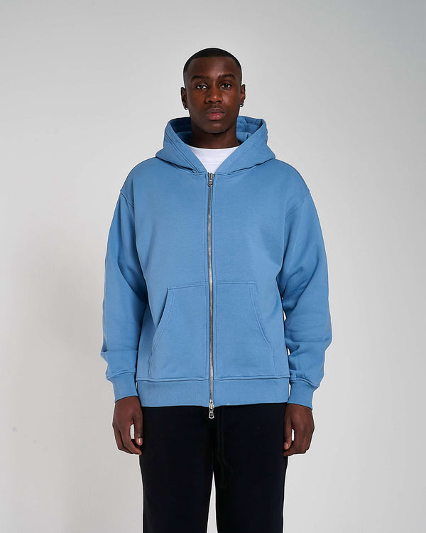 600GSM Organic Cotton Zip Hoodie - Glacier Blue