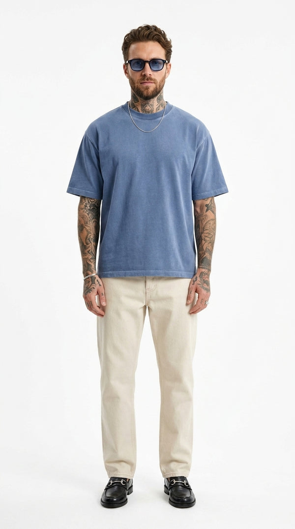 300GSM Organic Cotton T-Shirt - Ocean Denim
