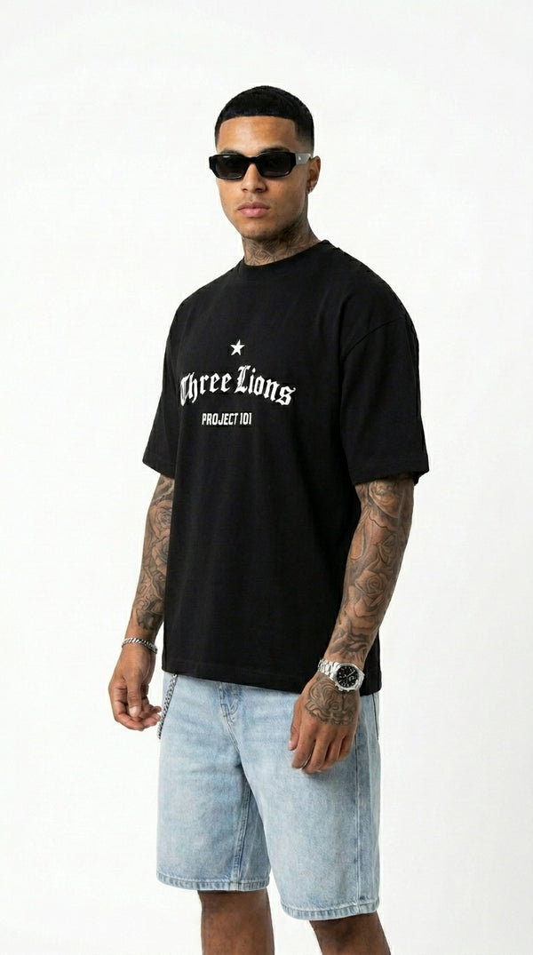 ENGLAND ‘3 LIONS’ T-SHIRT - BLACK