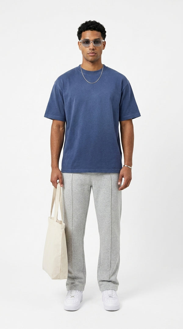 300GSM Organic Cotton T-Shirt - Blue Faded