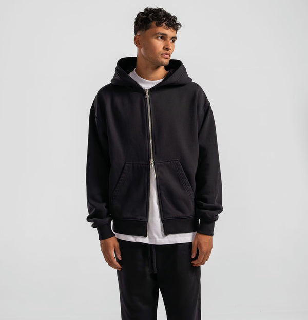 600GSM / 450GSM Organic Cotton Tracksuit (Zip) - Black