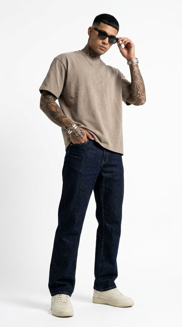 300GSM Organic Cotton T-Shirt - Mocha Faded