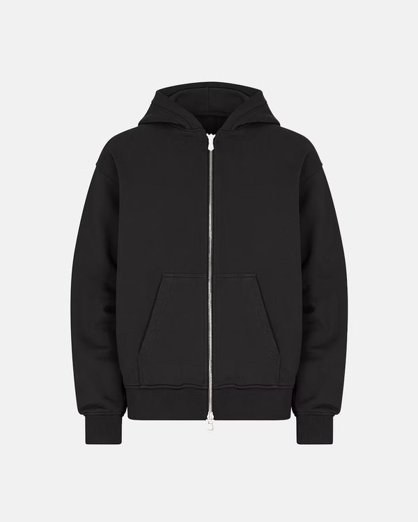 600GSM Organic Cotton Hoodie (Zip) - Black