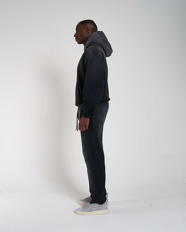 600GSM Organic Cotton Hoodie - Vintage Black (Faded)