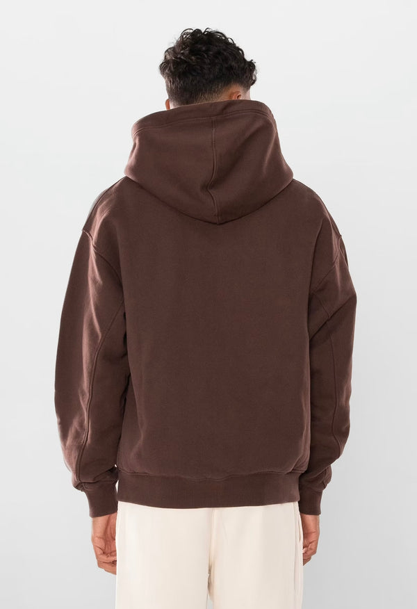 600GSM Organic Cotton Zip Hoodie - Brown