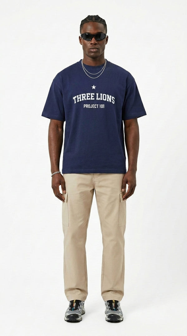 ENGLAND ‘3 LIONS’ T-SHIRT - NAVY BLUE