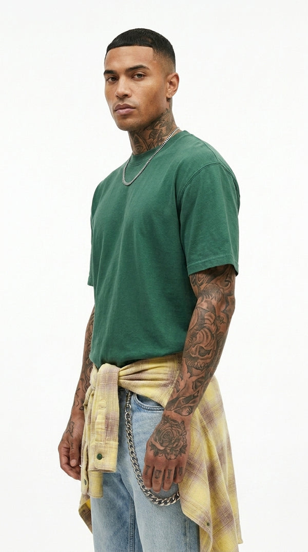 300GSM Organic Cotton T-Shirt - Vintage Green