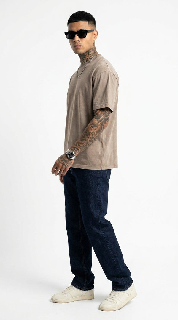 300GSM Organic Cotton T-Shirt - Mocha Faded