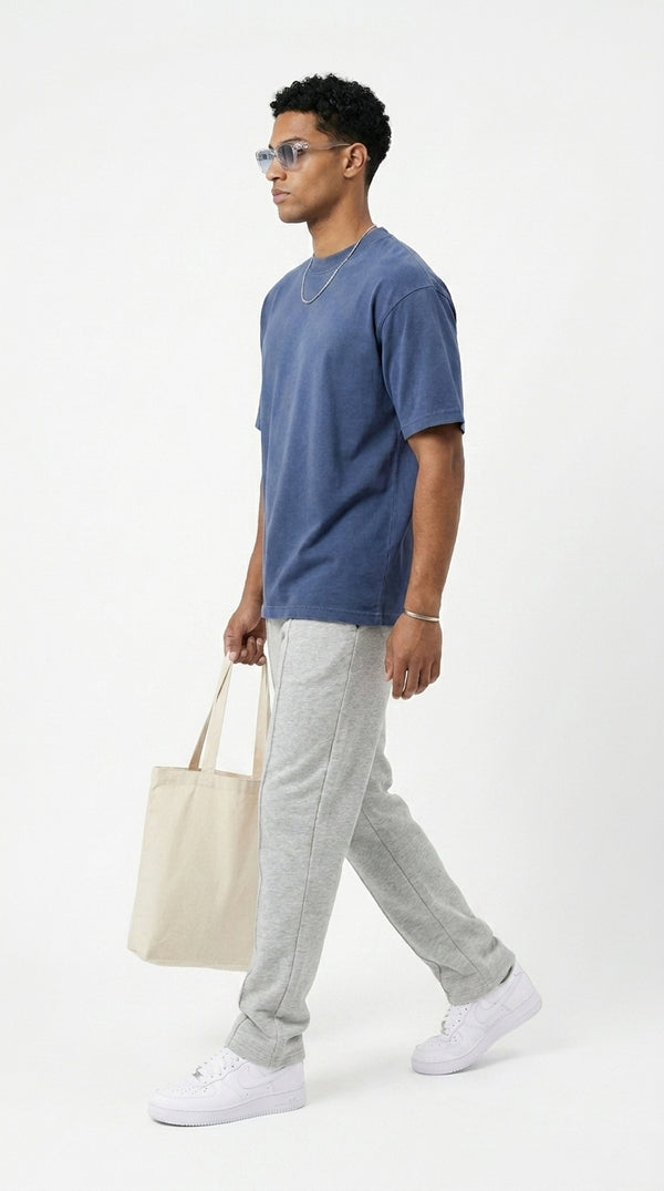 300GSM Organic Cotton T-Shirt - Blue Faded