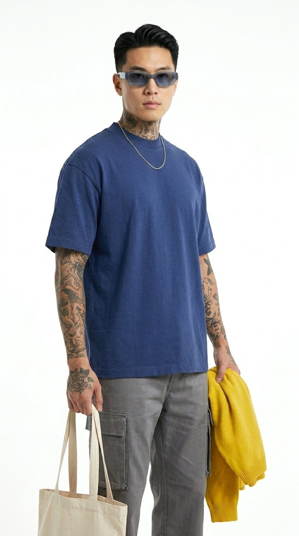 300GSM Organic Cotton T-Shirt - Deep Blue