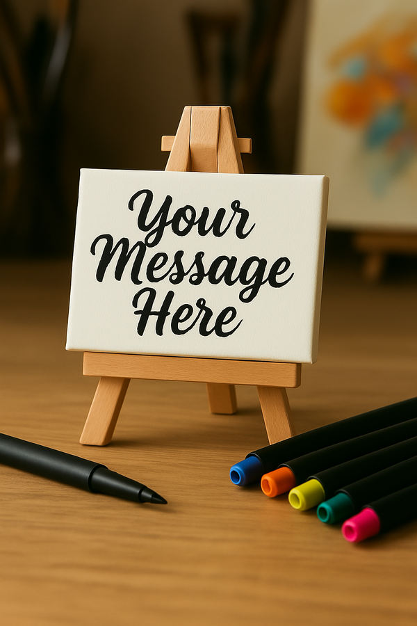 Create And Send a Personalised Gift, With A Hand Written Message on a Mini-Canvas (Magnetic) & Easel + Card, To Someone Special