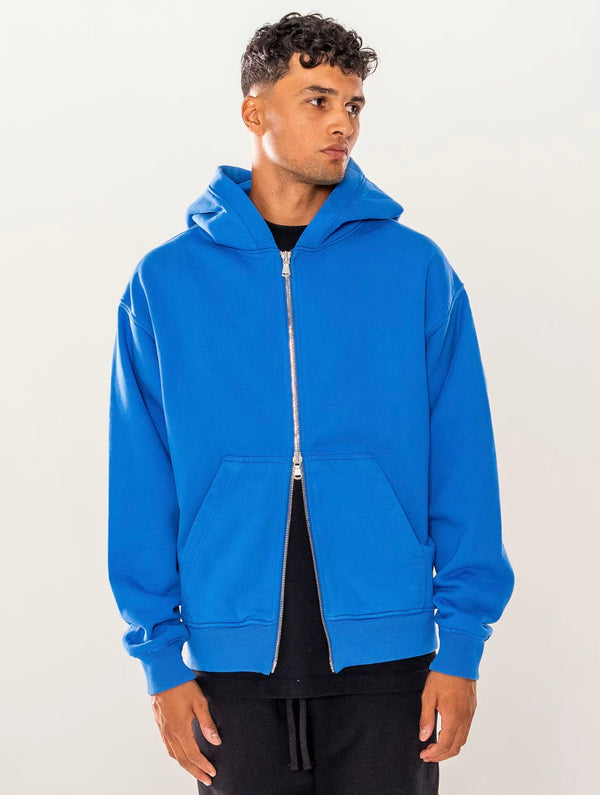 600GSM Organic Cotton Zip Hoodie - Cobalt Blue