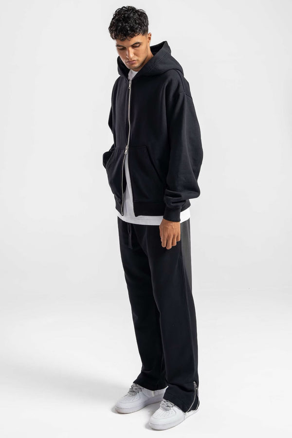 600GSM / 450GSM Organic Cotton Tracksuit (Zip) - Black