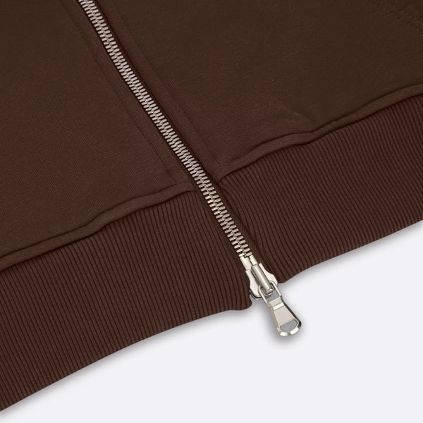 600GSM Organic Cotton Hoodie (Zip) - Brown