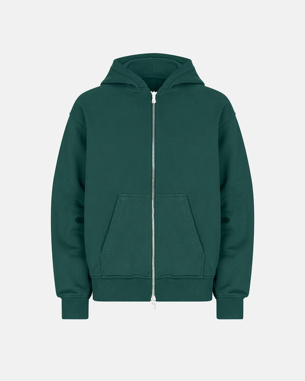 600GSM Organic Cotton Hoodie (Zip) - Deep Green