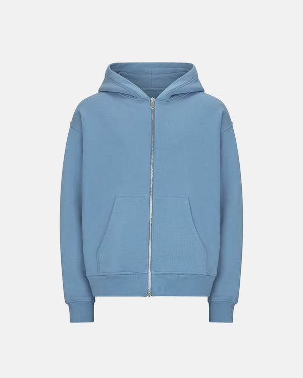 600GSM Organic Cotton Hoodie (Zip) - Glacier Blue