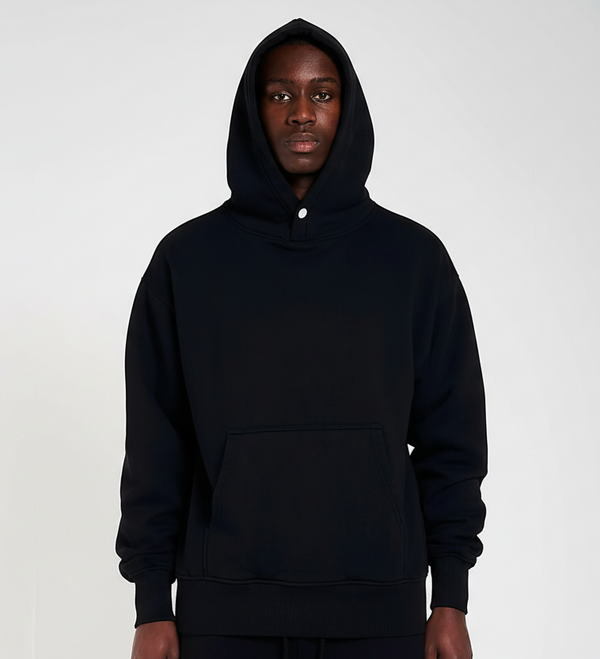 600GSM Organic Cotton Hoodie - Black
