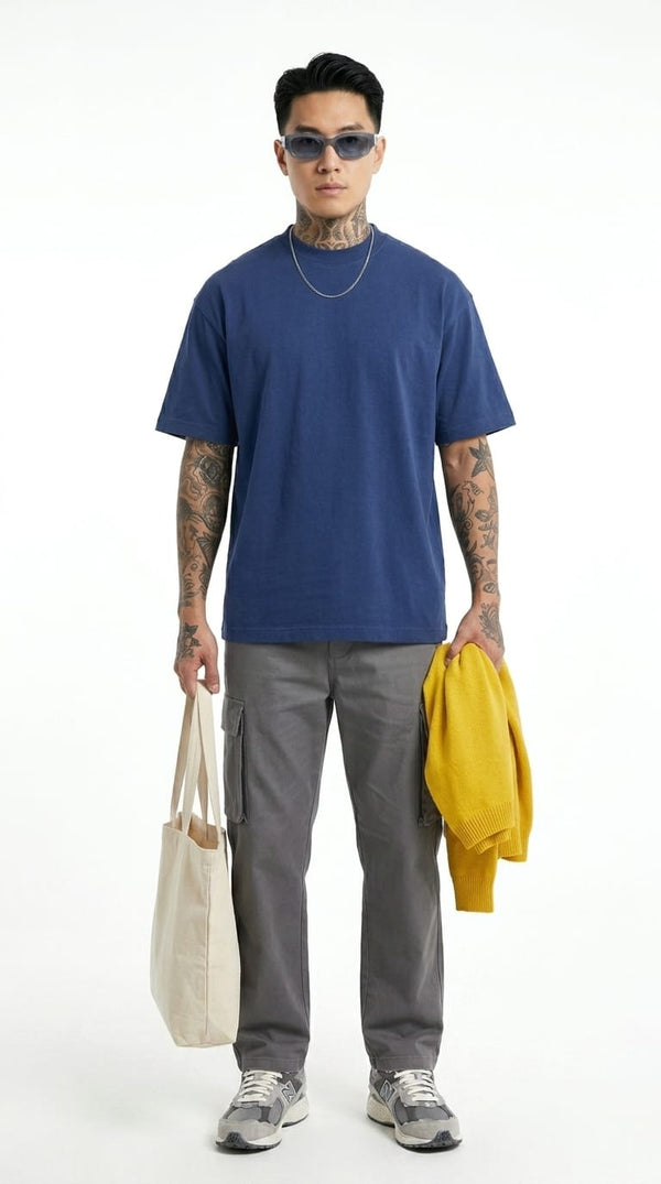 300GSM Organic Cotton T-Shirt - Deep Blue