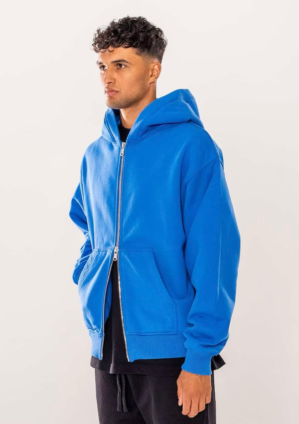 600GSM Organic Cotton Hoodie (Zip) - Cobalt Blue