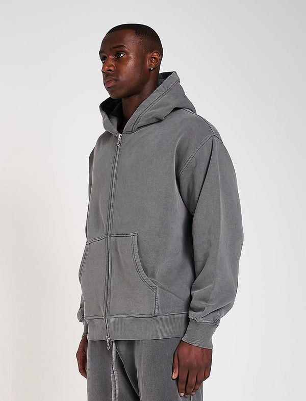 600GSM Organic Cotton Hoodie (Zip) - Charcoal Grey
